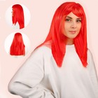 Карнавальный парик, длинные прямые волосы, цвет красный, 120 г - фото 317835757
