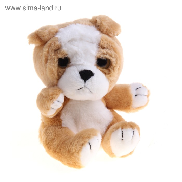 Мягкая интерактивная игрушка-повторюшка "Собака-глазастик", цвет коричнево-белый - Фото 1