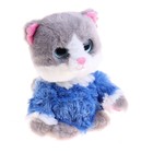 Мягкая интерактивная игрушка-повторюшка "Кот в синей кофточке", цвет серый - Фото 1