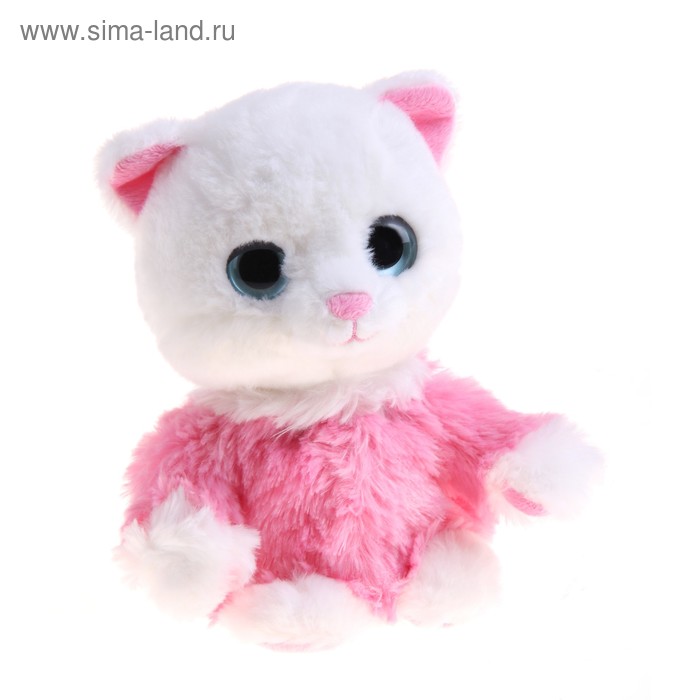 Мягкая интерактивная игрушка-повторюшка "Кошечка в розовой кофточке", цвет белый