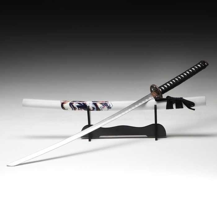 Сувенирное оружие «Катана Иайта» 103 см, белые ножны с синим драконом - Фото 1