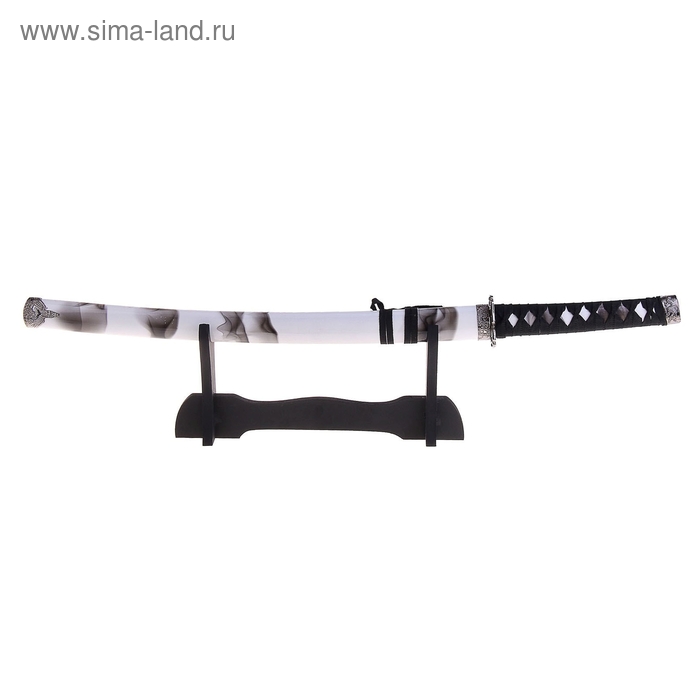 Сувенирное оружие «Катана на подставке», белые ножны с чёрной дымкой - Фото 1