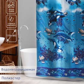 Штора для ванны Доляна «Морская», 180×170 см, полиэстер