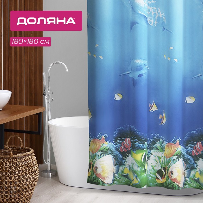 Штора для ванны Доляна «Морская», 180×180 см, EVA - фото 1908234344
