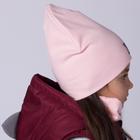 Двухслойная трикотажная шапка Mommy`s Princess, цвет пудра, размер 46-50 - Фото 3