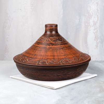 Тажин "Глинка", декор, красная глина, 3 л, микс