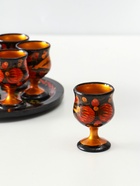 Подарочный набор: 6 шт. 30 мл рюмок на подносе, дерево хохлома - Фото 2