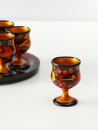 Подарочный набор: 6 шт. 30 мл рюмок на подносе, дерево хохлома - Фото 3