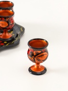 Подарочный набор: 6 шт. 30 мл рюмок на подносе, дерево хохлома - Фото 4