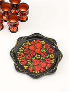 Подарочный набор: 6 шт. 30 мл рюмок на подносе, дерево хохлома - Фото 6