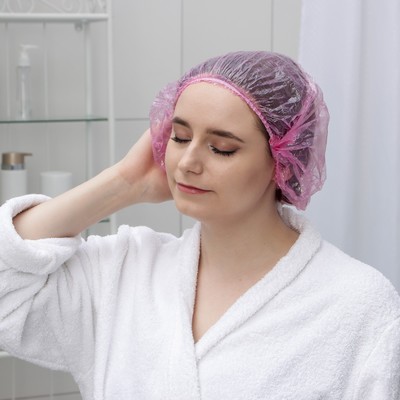 Набор шапочек для душа Доляна, 3 шт., полиэтилен, цвет МИКС