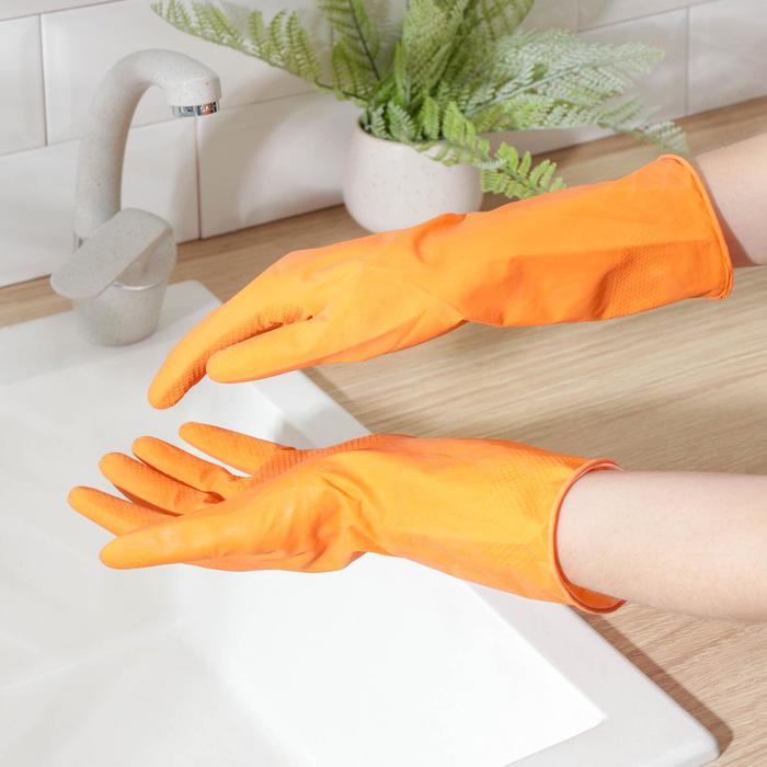 Перчатки хозяйственные Доляна, размер M, латексные, МИКС - Фото 1