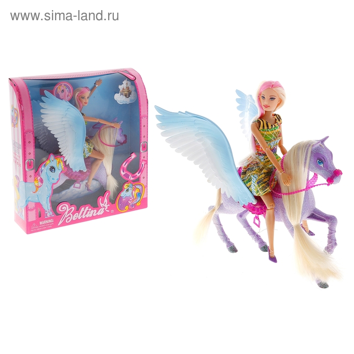 Кукла шарнирная и лошадь с крыльями, МИКС - Фото 1