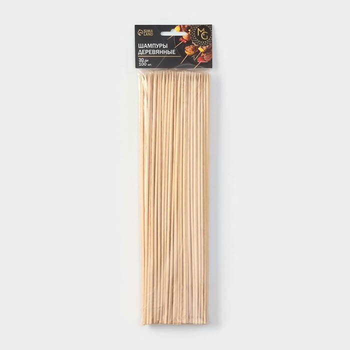 Шампур деревянный Magistro, 30×0,3 см, 100 шт, берёза - Фото 1