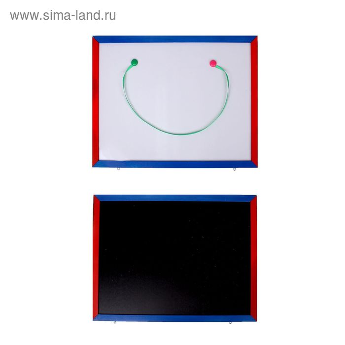 Двусторонняя доска, магнитно-маркерно-меловая с магнитами - Фото 1