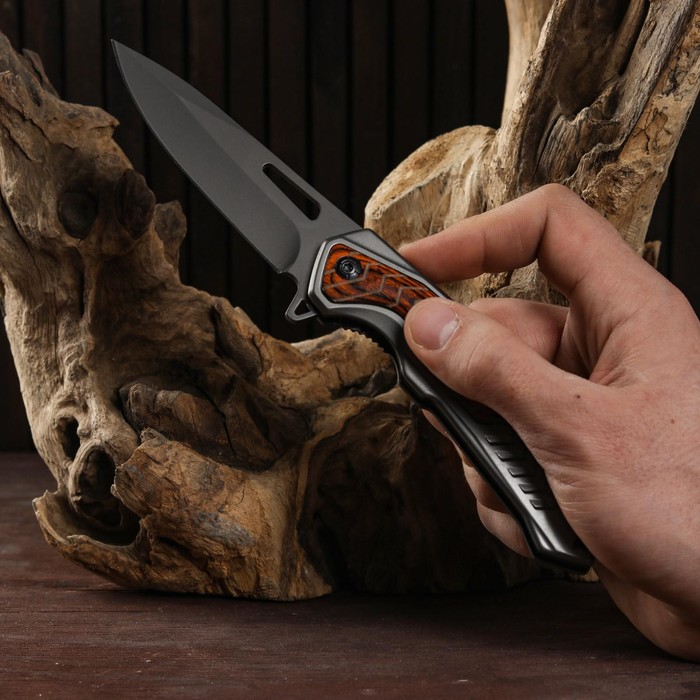 Нож складной "Хищник" полуавтоматический, накладка из дерева, 22см, клинок 9,3см - фото 1908648894