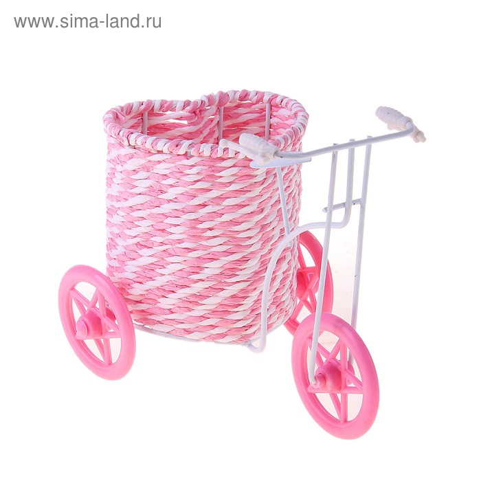 корзинка декоративная велосипед розовый 18*14*11 см - Фото 1