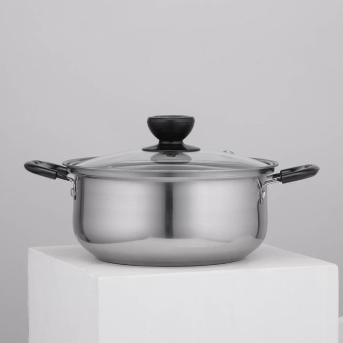 УЦЕНКА Кастрюля со стеклянной крышкой Promo, 18×8 см - Фото 1