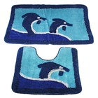 Набор ковриков для ванной и туалета "Дельфины" 2 шт, 50х60, 60х100 см - Фото 2