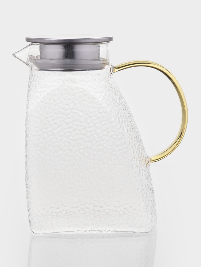 Кувшин для воды Magistro «Сара», 1.3 л, 16.9×19.5 см, с металлической крышкой, стекло, прозрачный - Фото 1