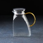 Кувшин для воды Magistro «Сара», 1.3 л, 16.9×19.5 см, с металлической крышкой, стекло, прозрачный - Фото 2