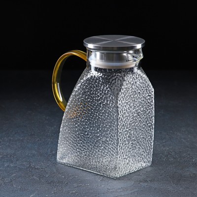 Кувшин для воды Magistro «Сара», 1.3 л, 16.9×19.5 см, с металлической крышкой, стекло, прозрачный