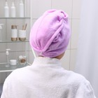 Чалма для сушки волос с пуговкой Доляна, микрофибра, цвет МИКС - Фото 3