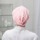 Чалма для сушки волос с пуговкой «Волна», микрофибра, цвет МИКС - Фото 3