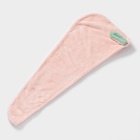 Чалма для сушки волос Доляна «Ушки», микрофибра, с пуговкой, розовая - Фото 4