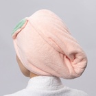 Чалма для сушки волос Доляна «Ушки», микрофибра, с пуговкой, розовая - Фото 6