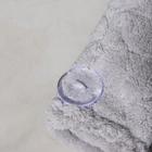 Чалма для сушки волос Доляна, микрофибра, с пуговкой, серая - Фото 4