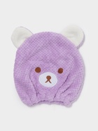 Чалма для сушки волос Доляна «Медвежонок», микрофибра, фиолетовая - Фото 1