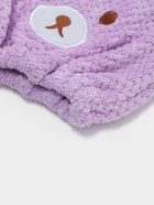 Чалма для сушки волос Доляна «Медвежонок», микрофибра, фиолетовая - Фото 4