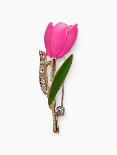 Брошь «Цветок» тюльпан, цветная в золоте