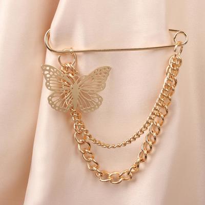 Булавка «Бабочка» с цепочками, цвет золото