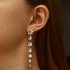 Серьги висячие со стразами «Змейка» L= 6,5, цвет белый в золоте, 6,5 см - Фото 3