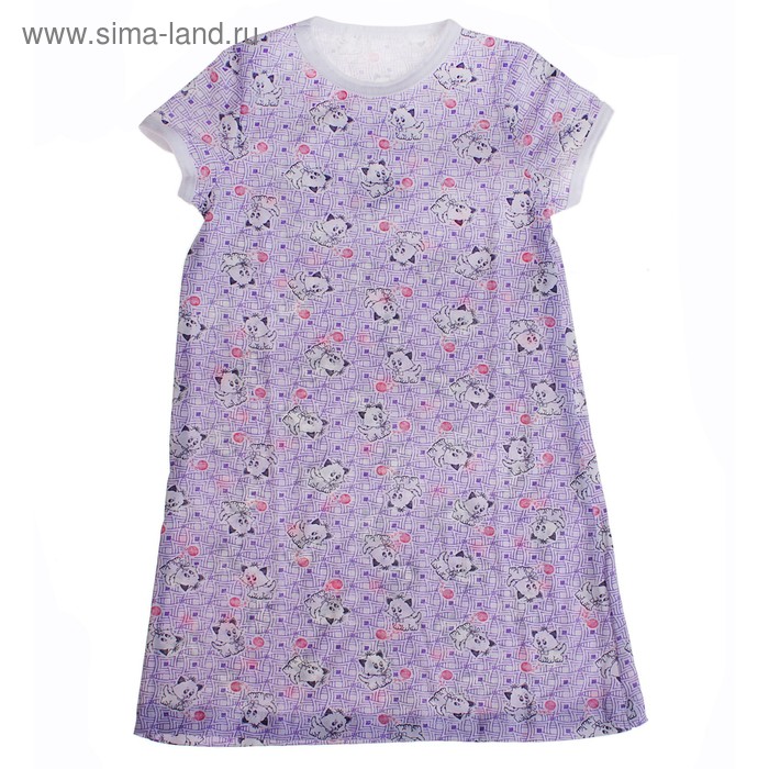 Сорочка для девочки 1084-64, кулирка, короткий рукав размер 64, рост 116-122 - Фото 1