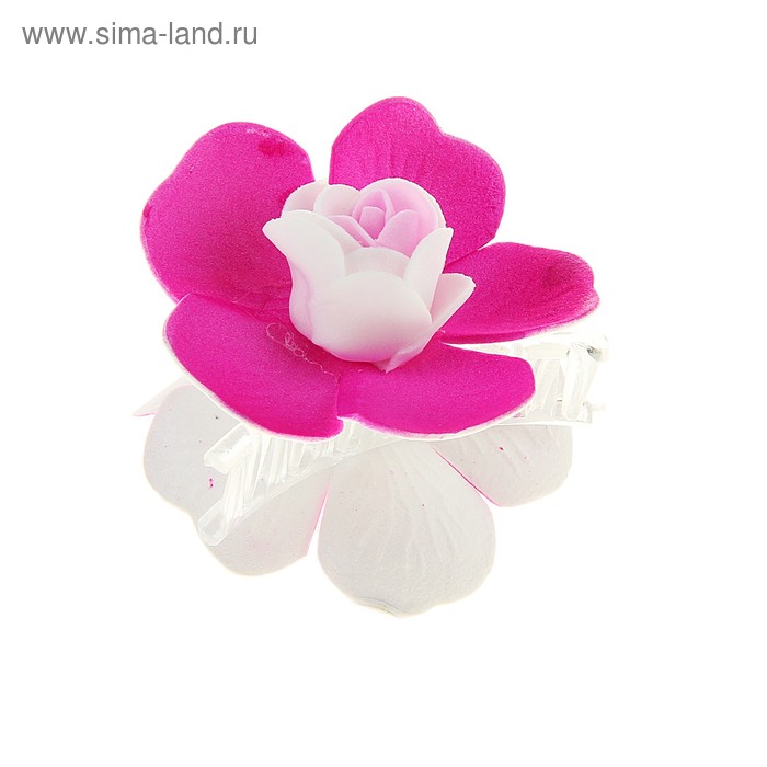 краб для волос цветочная фантазия роза микс - Фото 1