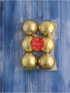 Ёлочные игрушки «Глянец», шары новогодние, d=6 см, набор 6 шт., золотистый - Фото 4
