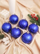 Ёлочные игрушки «Винтажный глянец», шары новогодние, d=6 см, набор 6 шт., синий - Фото 2