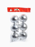 Ёлочные игрушки «Глянец», шары новогодние, d=6 см, набор 6 шт., серебро - Фото 5