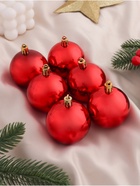 Ёлочные игрушки «Глянец», шары новогодние, d=6 см, набор 6 шт., красный - Фото 3