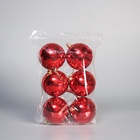 Ёлочные игрушки «Винтажный глянец», шары новогодние, набор 6 шт., d=8 см, красный - Фото 4