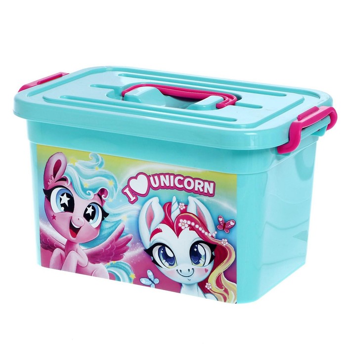 Ящик для игрушек «Волшебные пони», с крышкой и ручками, 6.5 л - Фото 1
