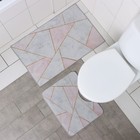 Набор ковриков для ванной и туалета Доляна «Гео», 2 шт, 50×80, 40×50 см, цвет розово-серый - фото 9813075
