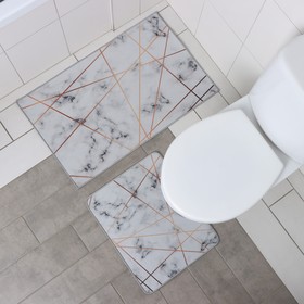 Набор ковриков для ванной и туалета Доляна «Мрамор», 2 шт, 50×80, 40×50 см