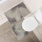 Набор ковриков для ванной и туалета Доляна «Пёрышки», 2 шт, 50×80 см, 40×50 см, цвет серый - фото 10076643