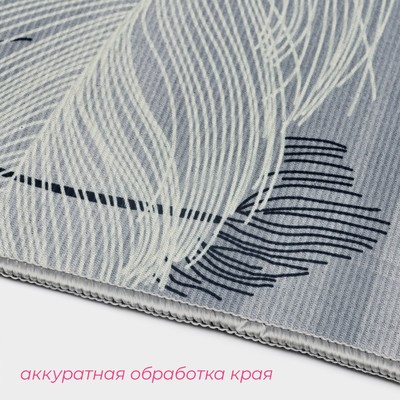 Коврики для ванной и туалета Доляна «Пёрышки», 2 шт., 50×80 см, 40×50 см, серые