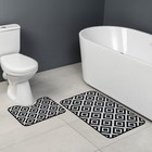 Набор ковриков для ванной и туалета Доляна «Грета», 2 шт: 50×80, 40×50 см, цвет чёрно-белый - Фото 6