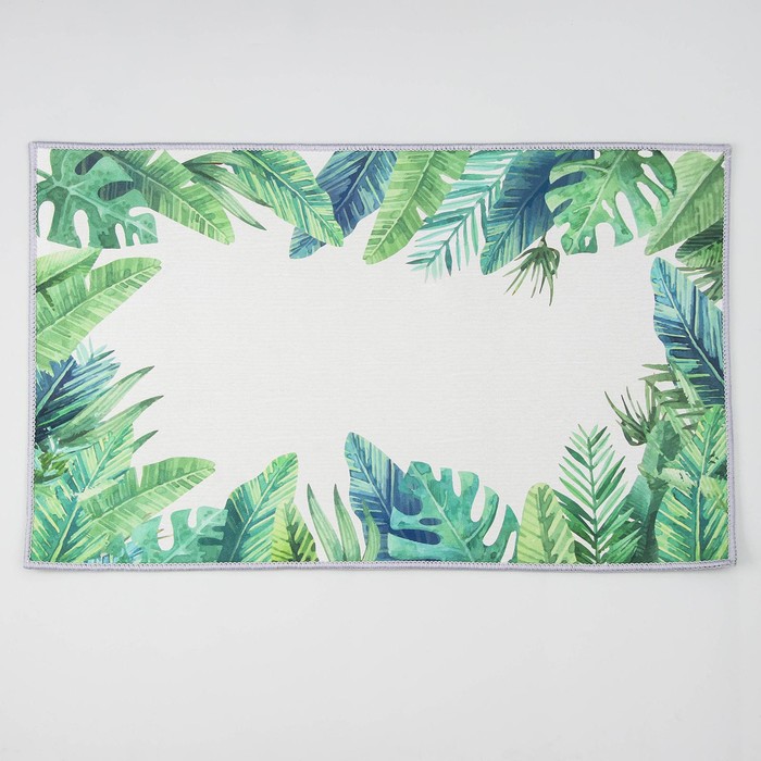Коврик Доляна «Тропики», 50×80 см, цвет серо-зелёный - фото 1896919249
